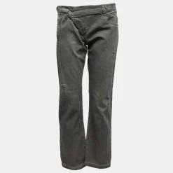 PLEASE Pantalon denim taille basse avec zip penché Femme GRIS Online