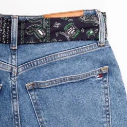 TOMMY HILFIGER Pantalon denim mom fit avec ceinture en tissu Femme BLEU Sale