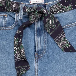 TOMMY HILFIGER Pantalon denim mom fit avec ceinture en tissu Femme BLEU Sale
