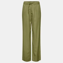 ONLY Pantalon en lin fermeture cordon Femme KAKI Sale