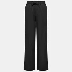 ONLY Pantalon en lin fermeture cordon Femme NOIR Hot