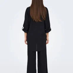 ONLY Pantalon en lin fermeture cordon Femme NOIR Hot