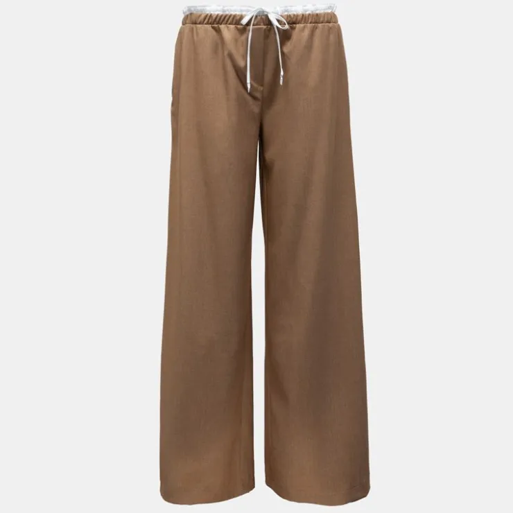 PLEASE Pantalon en toile avec cordon Femme MARRON CLAIR Discount