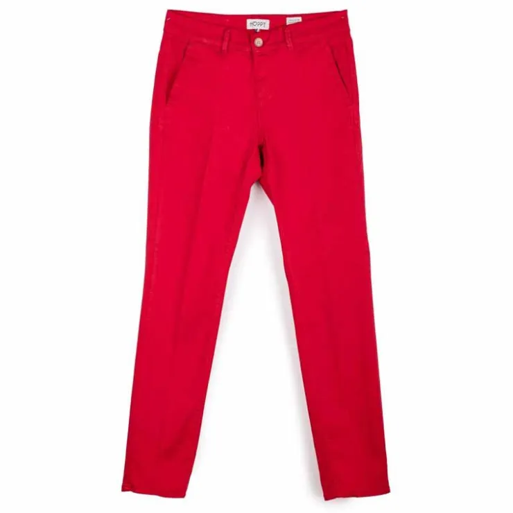 HAPPY Pantalon en toile droit Femme ROUGE Sale