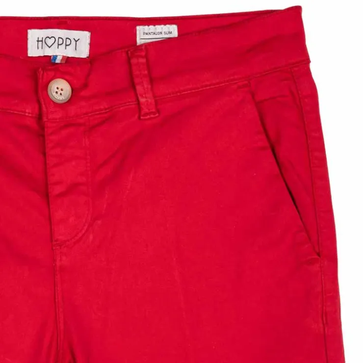 HAPPY Pantalon en toile droit Femme ROUGE Sale