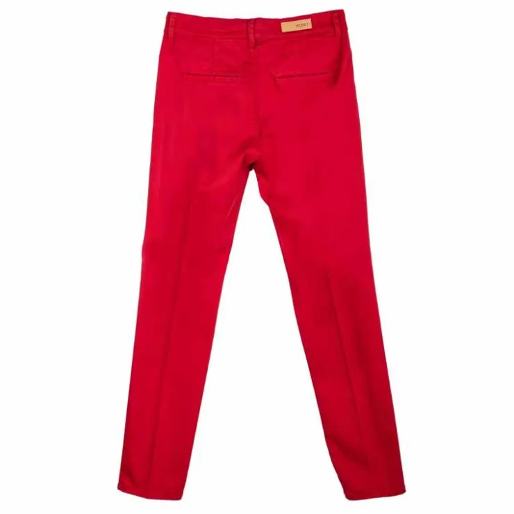 HAPPY Pantalon en toile droit Femme ROUGE Sale