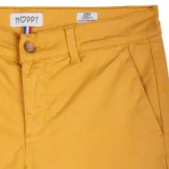 HAPPY Pantalon en toile droit Femme JAUNE New