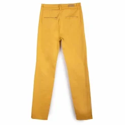 HAPPY Pantalon en toile droit Femme JAUNE New
