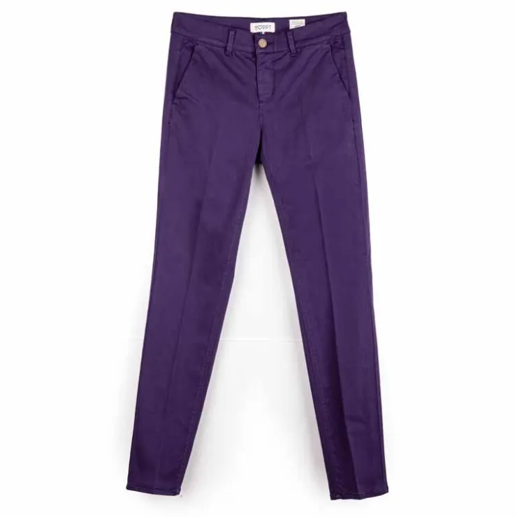 HAPPY Pantalon en toile droit Femme VIOLET New