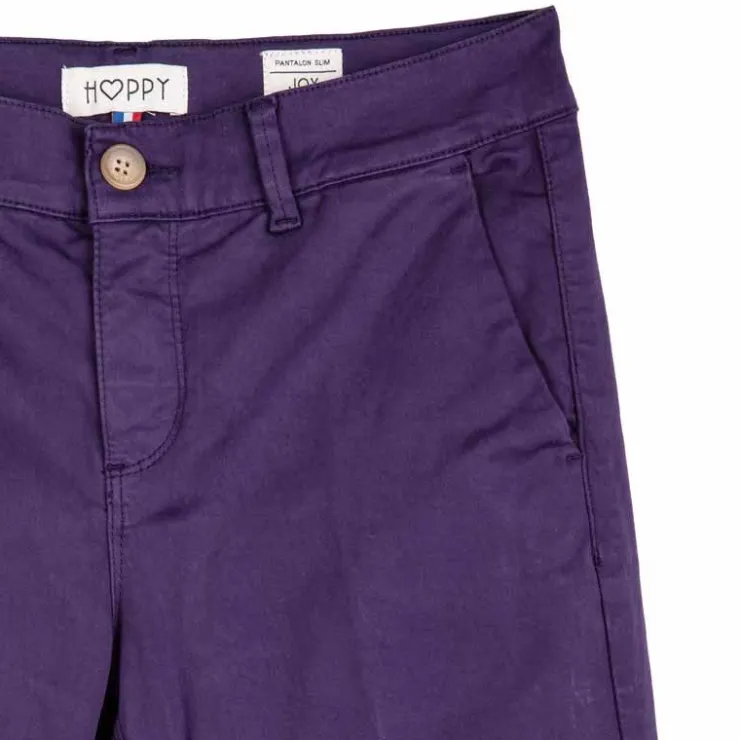 HAPPY Pantalon en toile droit Femme VIOLET New