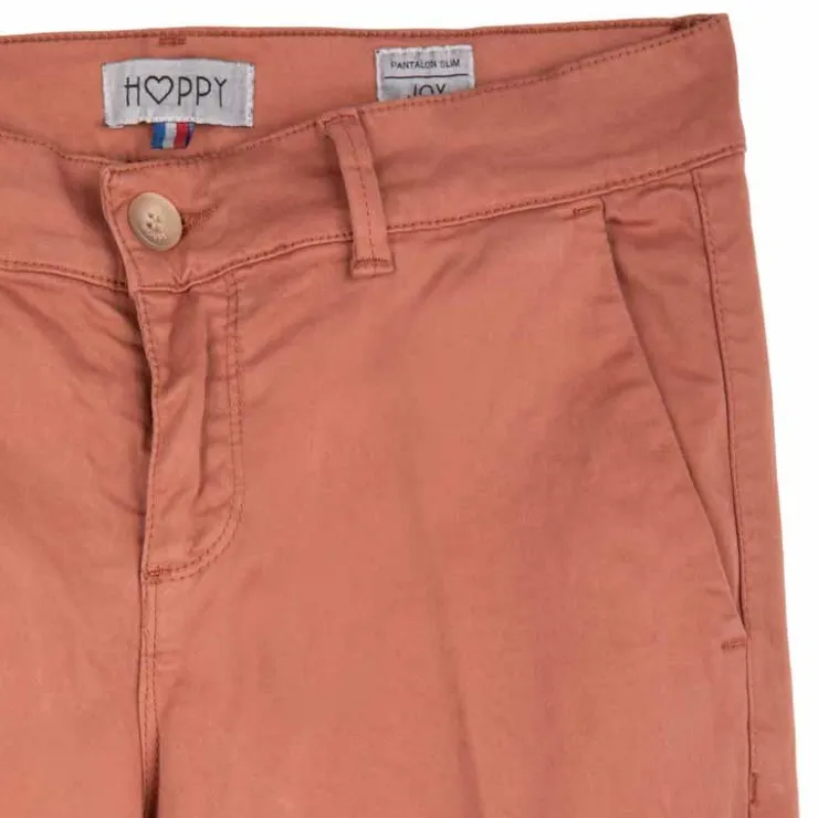 HAPPY Pantalon en toile droit Femme MARRON New