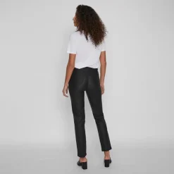 VILA Pantalon enduit straight fit taille haute vicommit noos Femme NOIR New