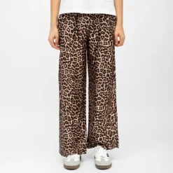 LA PETITE ETOILE Pantalon fluide imprimé léopard effet satiné polia Femme MARRON Clearance