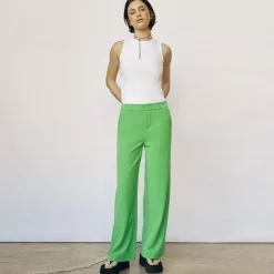 OBJECT Pantalon fluide Lisa vibrant Femme VERT New