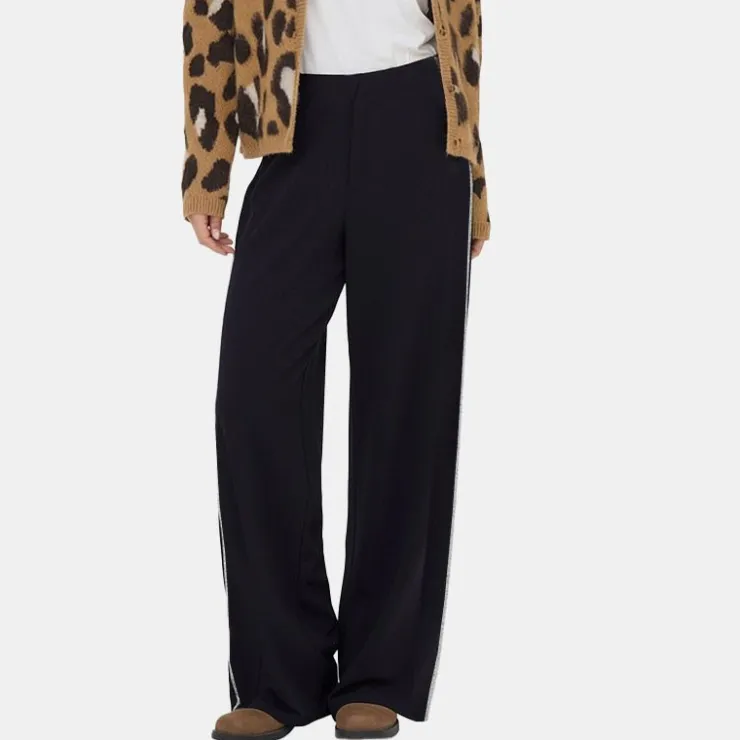 JDY Pantalon geggo large avec liseré à paillettes Femme NOIR