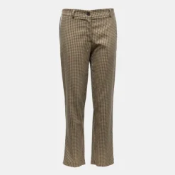 PLEASE Pantalon imprimé à carreaux avec bandes noires Femme BEIGE Hot