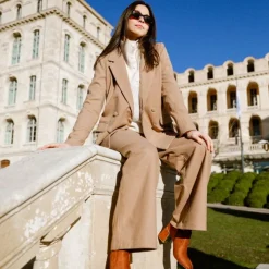 LA PETITE ETOILE Pantalon large à pinces zeline Femme MARRON CLAIR Sale