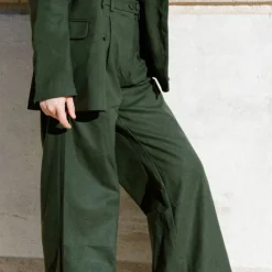 LA PETITE ETOILE Pantalon large à pinces zeline Femme VERT FONCE
