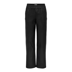 ONLY Pantalon large taille élastique simili cuir Femme NOIR Discount