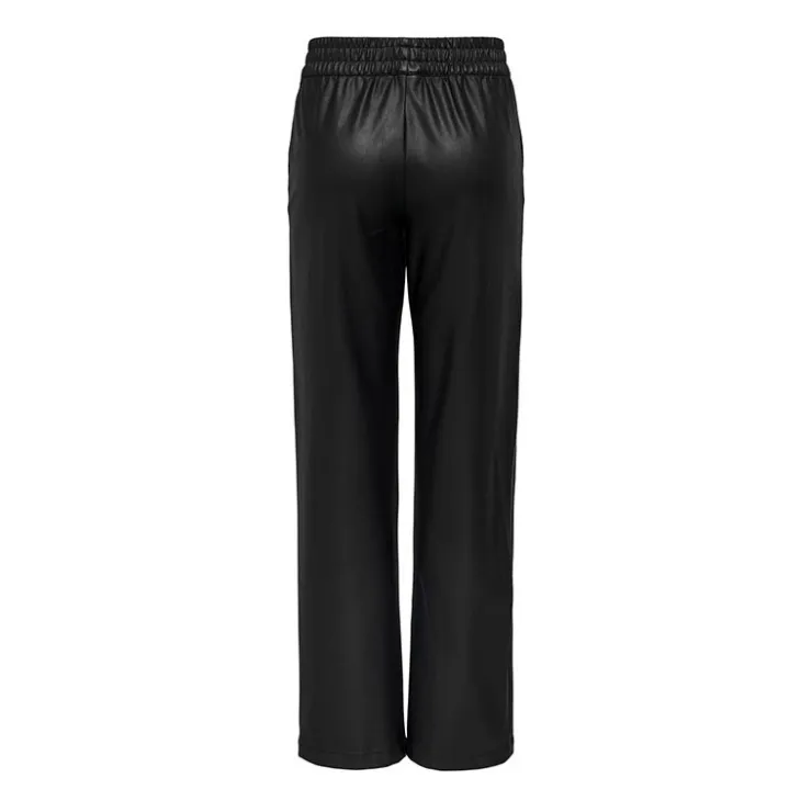 ONLY Pantalon large taille élastique simili cuir Femme NOIR Discount