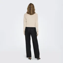 ONLY Pantalon large taille élastique simili cuir Femme NOIR Discount