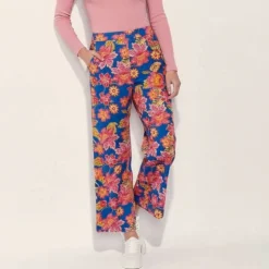 LA PETITE ETOILE Pantalon élastique pavina à fleurs Femme BLEU Online