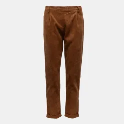 PLEASE Pantalon élastique effets velours à rayures Femme MARRON New