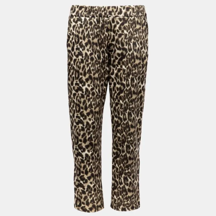 PLEASE Pantalon élastique fluide imprimé léopard Femme MARRON