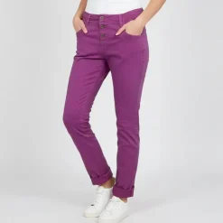 PLEASE Pantalon magenta slim à revers Femme ROSE Sale