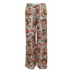 DEELUXE 74 Pantalon orange sakura motif fleurs Femme BLANC ECRU
