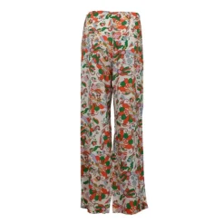 DEELUXE 74 Pantalon orange sakura motif fleurs Femme BLANC ECRU