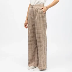LA PETITE ETOILE Pantalon palazzo à carreaux paoline Femme MARRON CLAIR Sale