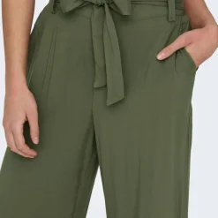 ONLY Pantalon palazzo avec ceinture noir Femme KAKI Sale