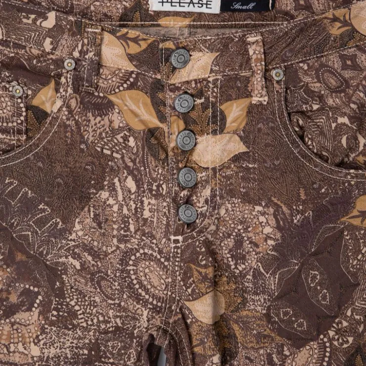 PLEASE Pantalon petra à multiple imprimé cachemire et plantes Femme MARRON Outlet