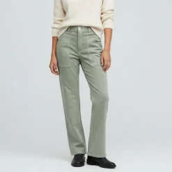 PLEASE Pantalon regular coton à poches Femme VERT CLAIR Best
