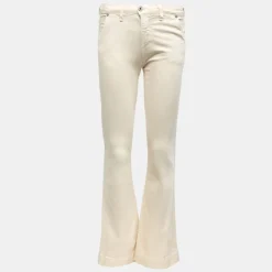 PLEASE Pantalon retro bootcut taille basse couleur unie Femme BLANC ECRU Hot