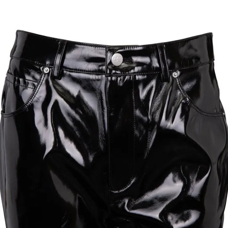 CALVIN KLEIN Pantalon slim brillant Femme NOIR Sale