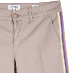 HAPPY Pantalon slim brodé fantaisie Femme BEIGE Discount