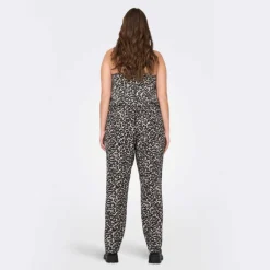 ONLY CARMAKOMA Pantalon slim léopard taille élastique cordon Femme NOIR Clearance