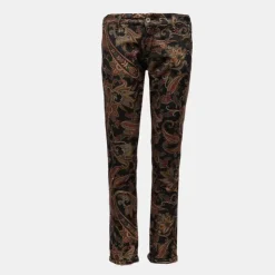 PLEASE Pantalon taille basse velours imprimé motif cachemire Femme NOIR Discount