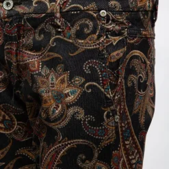 PLEASE Pantalon taille basse velours imprimé motif cachemire Femme NOIR Discount