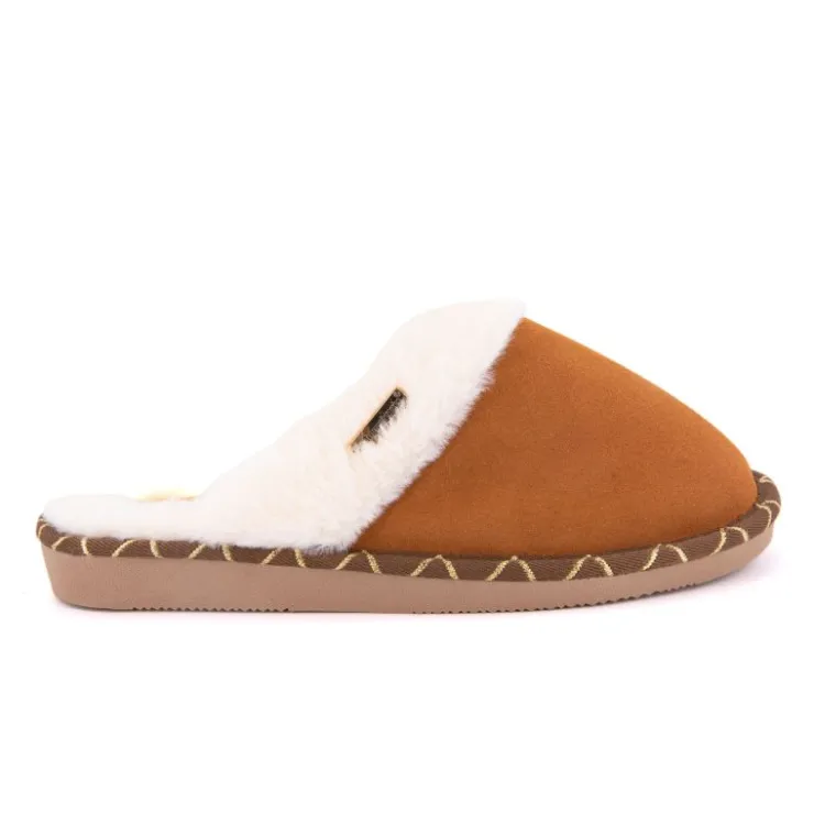 LES TROPEZIENNES PAR M.BELARBI Pantoufle cisco cuir liseré doré camel Femme CUIVRE Sale
