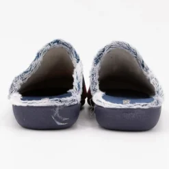 BONADONA Pantoufle linea couleur jean intérieur moutonné avec drapeau Homme BLEU FONCE New