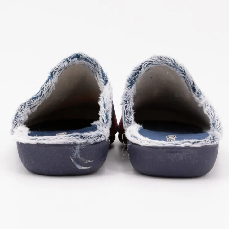 BONADONA Pantoufle linea couleur jean intérieur moutonné avec drapeau Homme BLEU FONCE New