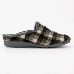 BONADONA Pantoufles à carreaux doux Homme GRIS Clearance