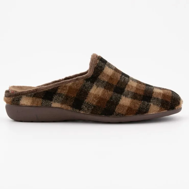 BONADONA Pantoufles à carreaux doux Homme MARRON New