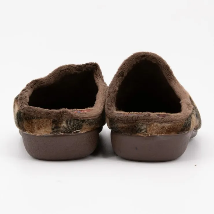 BONADONA Pantoufles à carreaux doux Homme MARRON New