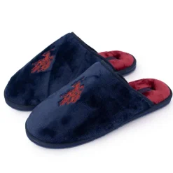 US POLO Pantoufles en fausse fourrure avec grand logo brodé Homme BLEU FONCE Best