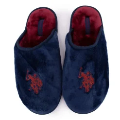 US POLO Pantoufles en fausse fourrure avec grand logo brodé Homme BLEU FONCE Best
