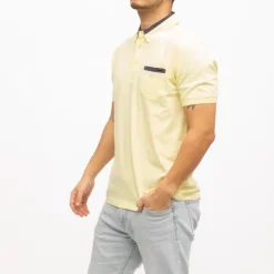 DEELUXE 74 Polo avec poche zippée bande colorée sur le col Homme JAUNE Best